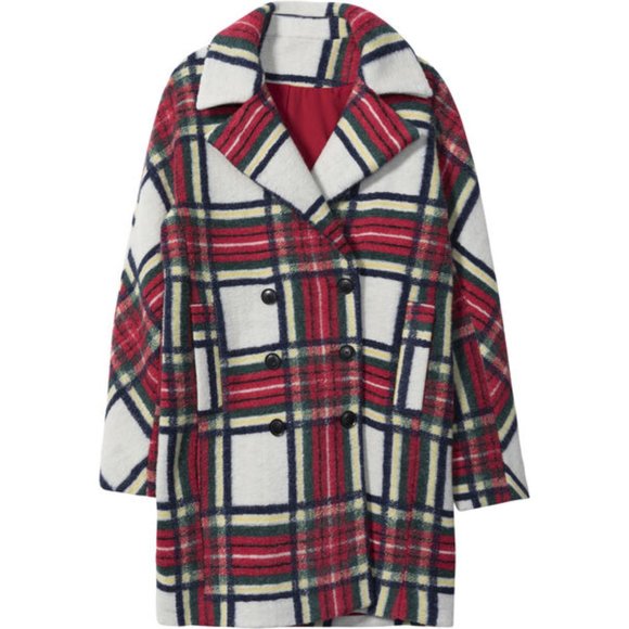 NWT Desigual red & white tartan print coat jacket, US6 - Picture 12 of 16